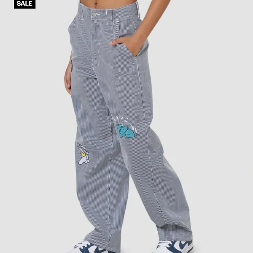 OBEY WOMEN'S HARU BAGGY PANTS striped embroidered size 25